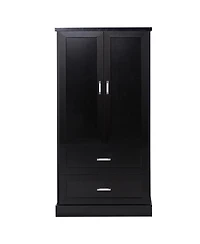 Tall Bathroom Storage Cabinet, Cabinet with Two Doors and Drawers, Adjustable Shelf, Mdf Board, Black