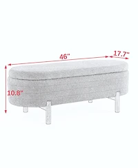 Ottoman Oval Storage Bench,Rubber Wood Leg,Black(46."x17.7"x10.8")