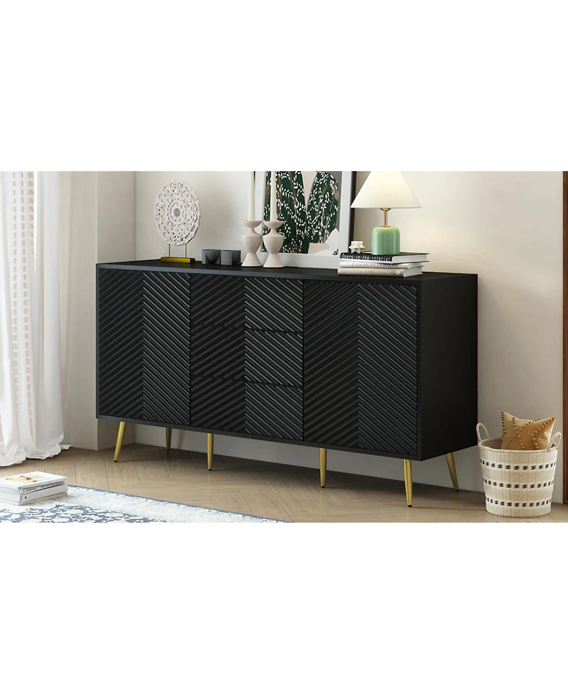 Streamdale Geometric Line Sideboard with Conical Legs