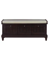Streamdale Classic Storage Bench with Cushioned Seat and Three Drawers for Entryway and Living Room (Espresso)