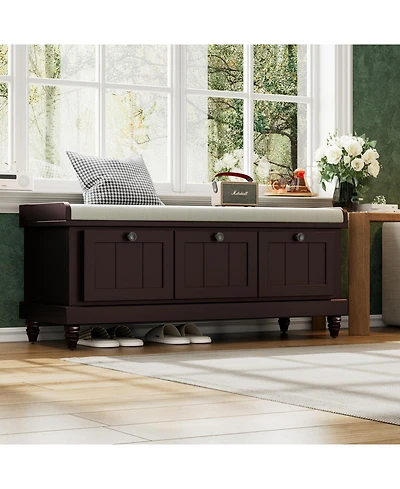 Streamdale Classic Storage Bench with Cushioned Seat and Three Drawers for Entryway and Living Room (Espresso)