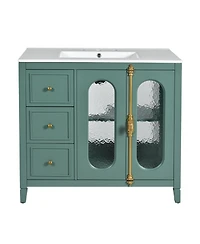 Streamdale 36-inch Bathroom Vanity with 2 Soft Close Doors, Solid Wood Frame Modern Bathroom Storage Cabinet with 3 Drawers