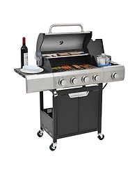 Streamdale Propane Grill 4 Burner Barbecue Grill Stainless Steel Gas Grill with Side Burner and Cover for Outdoor Bbq, Camping