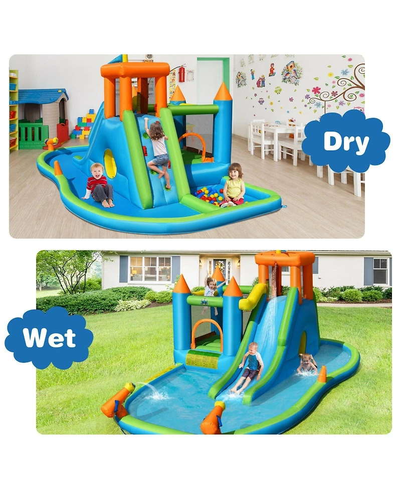 Inflatable Water Slide Kids Bounce House with Splash Pool Fun Outdoor Playset for Summer