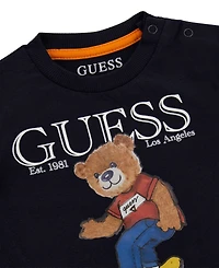 Guess Baby Boys 2-Piece Short Sleeve T-Shirt and Knit Denim Short Set
