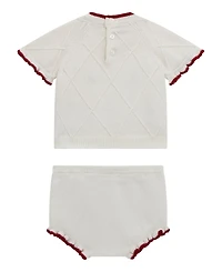 Guess Baby Girls 2-Piece Sweater Top with Frill Edge and Matching Short Set