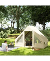 Outsunny Inflatable Camping Tent with Hand Pump, 4 Season for 4-6 People