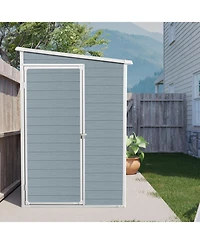 Streamdale 4x8ft Outdoor Storage Shed with Floor Resin shed with Two-Window, Waterproof, Lockable Doors for Patio,Yard,Lawn ---Gray