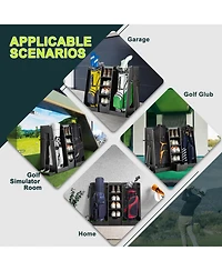 Streamdale 55" Wooden Golf Bag Organizer with Storage Drawers and Club Holders