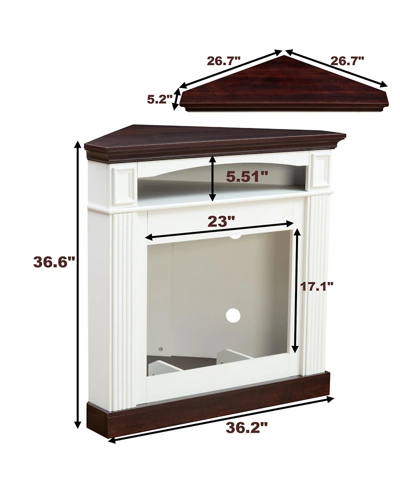 Streamdale Corner Mantel Cabinet for Living Room or Bedroom with 23 inch Fireplace Insert Heater for the Perfect Ambiance