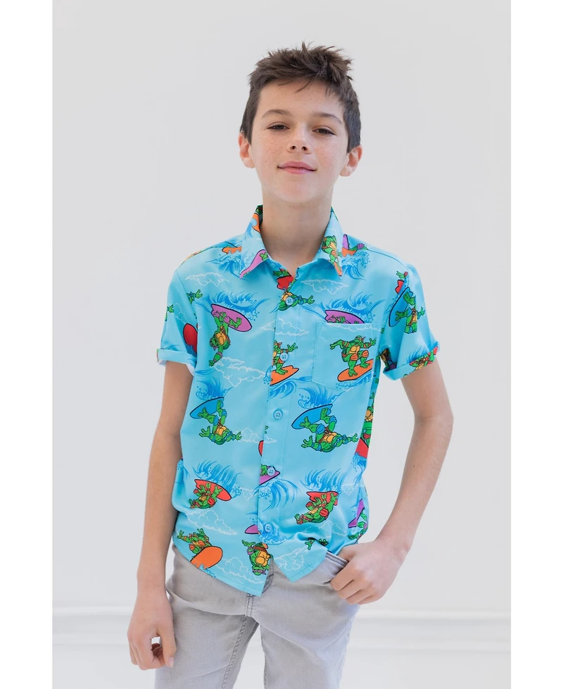 Teenage Mutant Ninja Turtles Toddler Boys Leonardo Michelangelo Raphael Hawaiian Button Down Shirt to