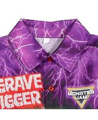 Monster Jam Boys Grave Digger Hawaiian Button Down Dress Shirt