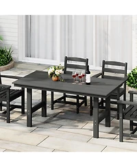 Outdoor Modern Hdpe 66" Wide Rectangle Patio Dining Table for 6