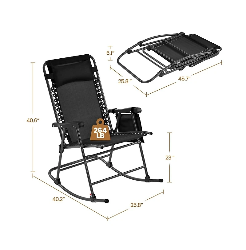 Yaheetech 2pcs 26in Foldable Outdoor Rocking Lounger, Navy Blue