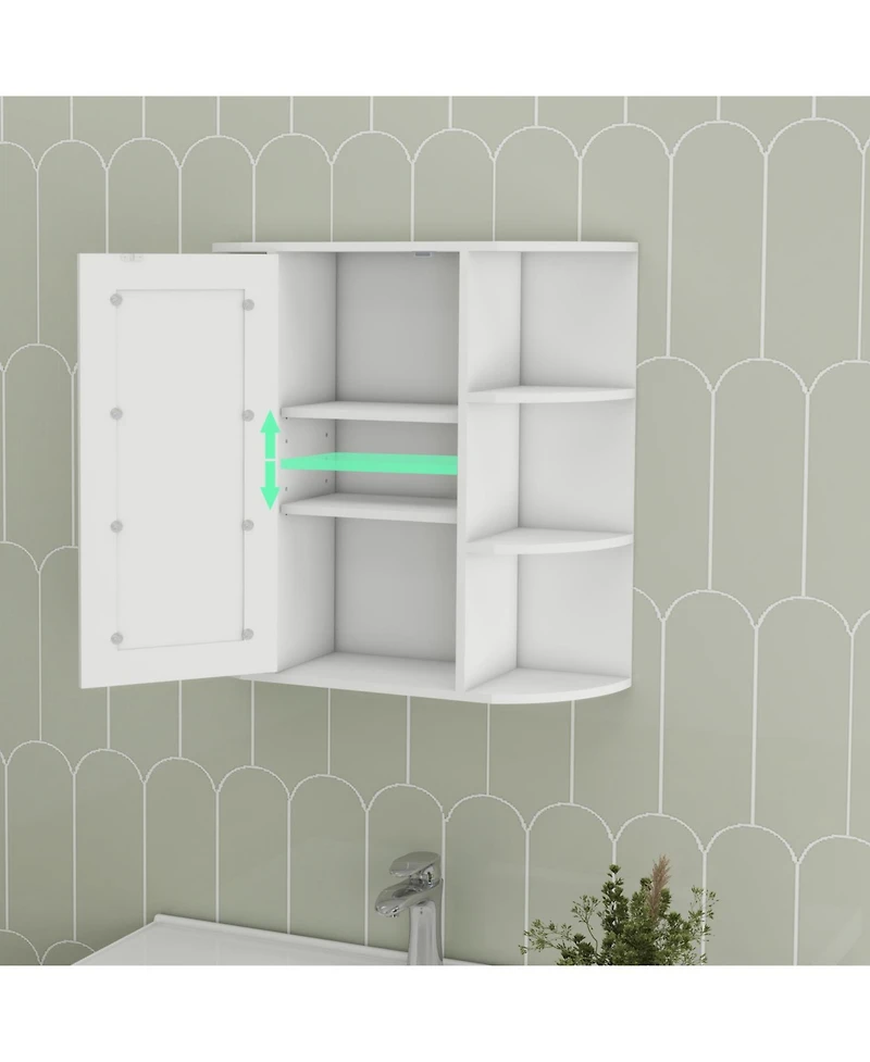 Wall-Mounted Medicine Cabinet with Mirror and Ample Storage (6 Open & 3 Adjustable Shelves)