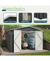 Streamdale 10x10 Ft Outdoor Metal Storage Shed with Lockable Doors and Frame