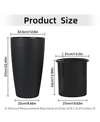 Streamdale Modern 22.5" Rattan Design Planter with Self-Watering System (2-Pack)