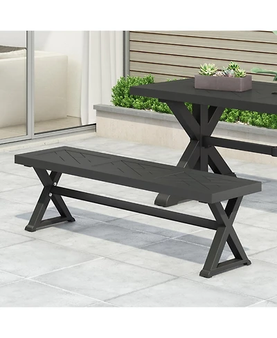 Streamdale Outdoor Dining Bench, Antique Matte Black