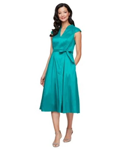 Alex Evenings Womens Belted A Line Dress