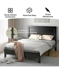 Full Size Platform Slat Bed Frame with High Headboard