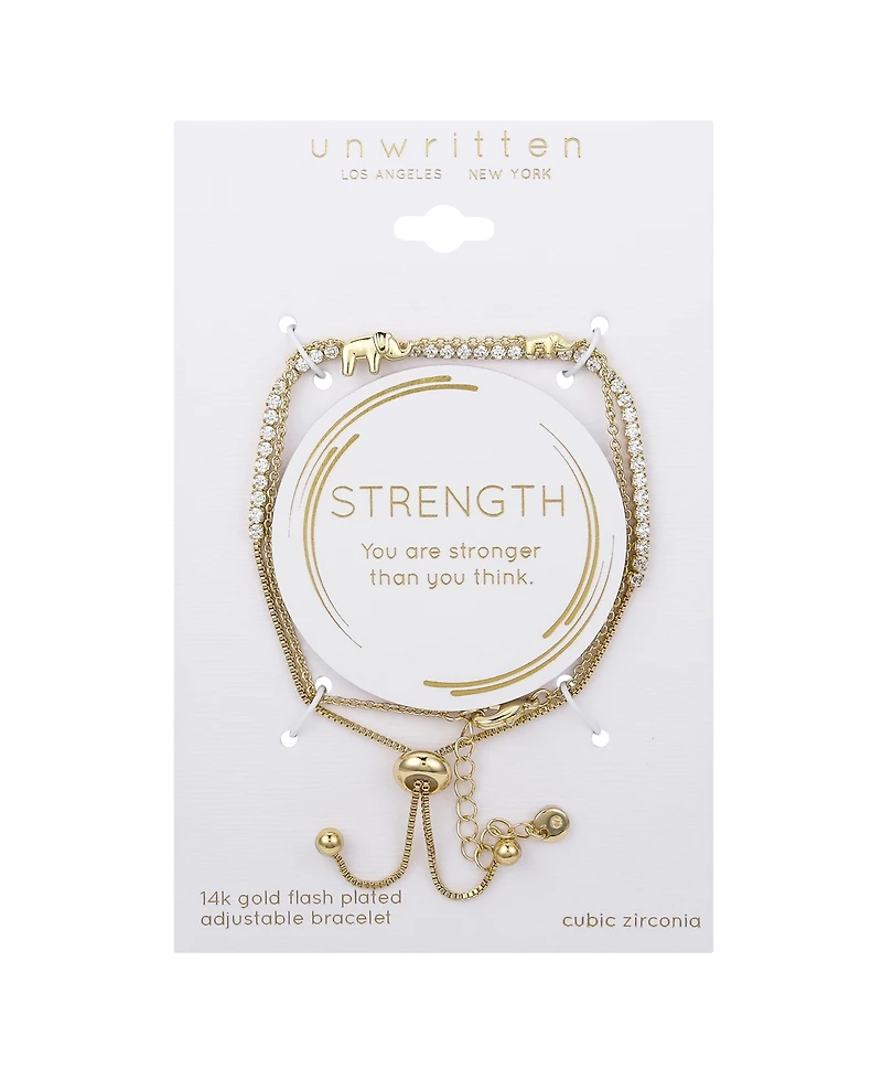 Unwritten Cubic Zirconia Elephant Bezel Layered Bolo Bracelet Set