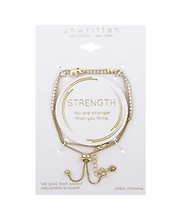 Unwritten Cubic Zirconia Elephant Bezel Layered Bolo Bracelet Set