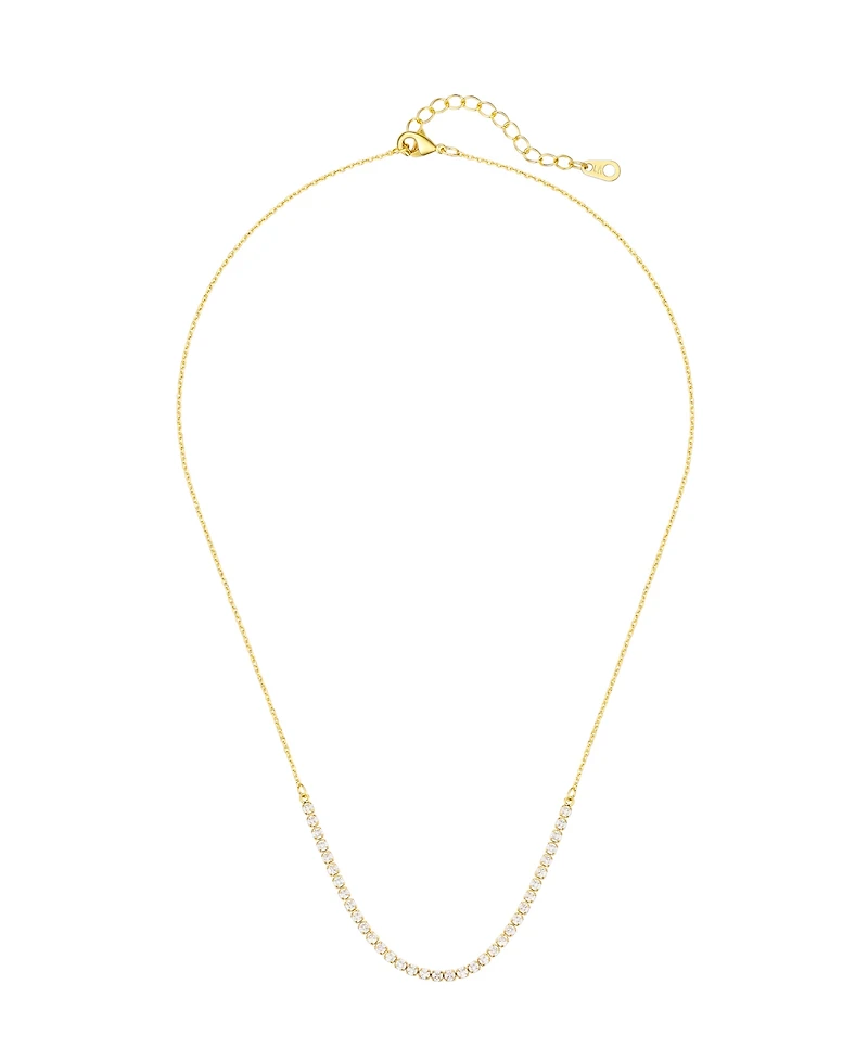 Unwritten "Mom" Cubic Zirconia Mother of Pearl Tennis Charm Layered Necklace Set