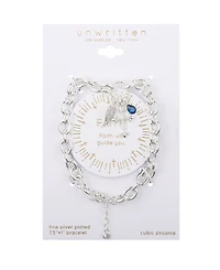 Unwritten Cubic Zirconia Wing Cross Charm Bracelet