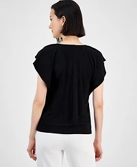 Anne Klein Women's Flutter-Sleeve Top