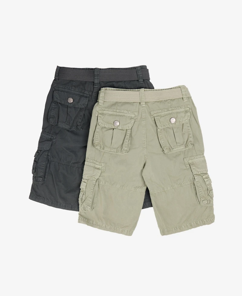 Raw X Big Boys 2 Pack Combo Belted Twill Cargo Shorts 8-18