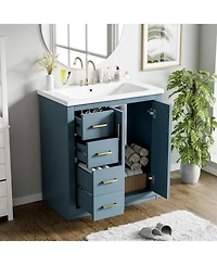 Streamdale 30" Freestanding Bathroom Vanity with Ceramic Sink and Storage Cabinet