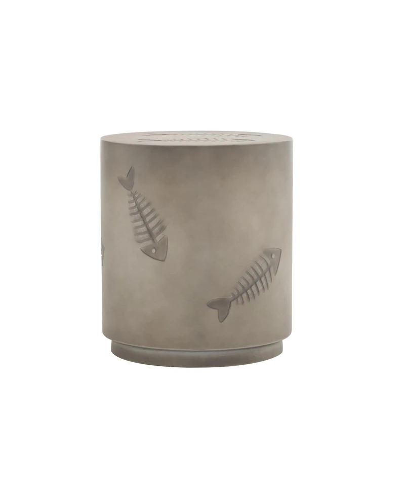 Streamdale Unique Sea Life Style Round Side Table - Fish Design Magnesium Oxide, 16" x 18