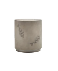 Streamdale Unique Sea Life Style Round Side Table - Fish Design Magnesium Oxide, 16" x 18