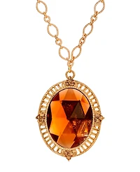 2028 Oval Acrylic Topaz Pendant Necklace