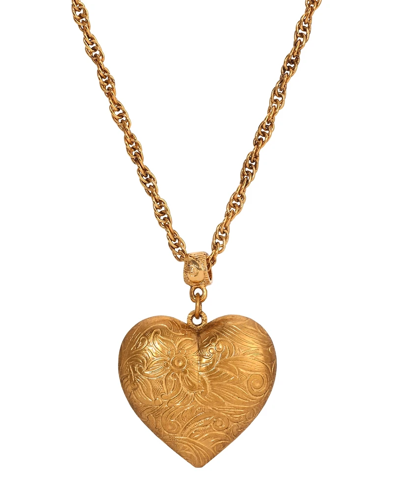 2028 Gold-Tone Floral Heart Pendant Necklace