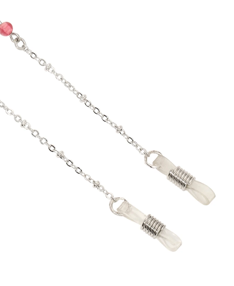 2028 Silver-Tone Dog Paws Round Pink Acrylic Bead Necklace