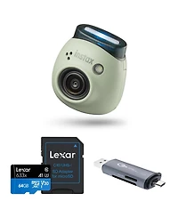 Fujifilm Instax Pal Digital Camera, Powder Pink, Bundle with 64GB Memory Card and Otg Reader