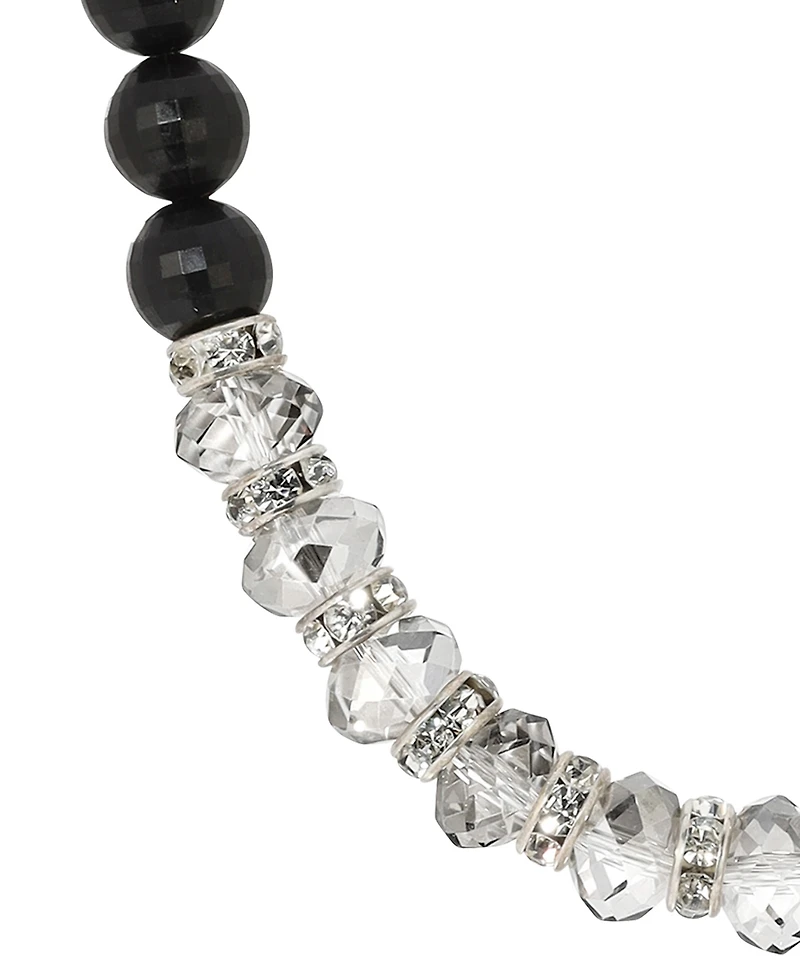 2028 Black Acrylic Bead Crystal Glass Necklace