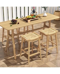 Patio Rattan Barstool with Footrest and Saddle Seat