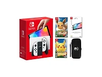 Nintendo Oled Bundle With Accessories, Pokemon Lets Go Evee & Lets Go Pikachu Games