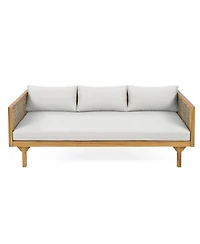 Streamdale Acacia Wood Daybed with Water-Resistant Cushions and Rattan Armrests