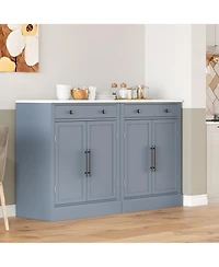 Streamdale Freestanding Kitchen Pantry with Storage and Adjustable Shelves (Set of 2, Gray)