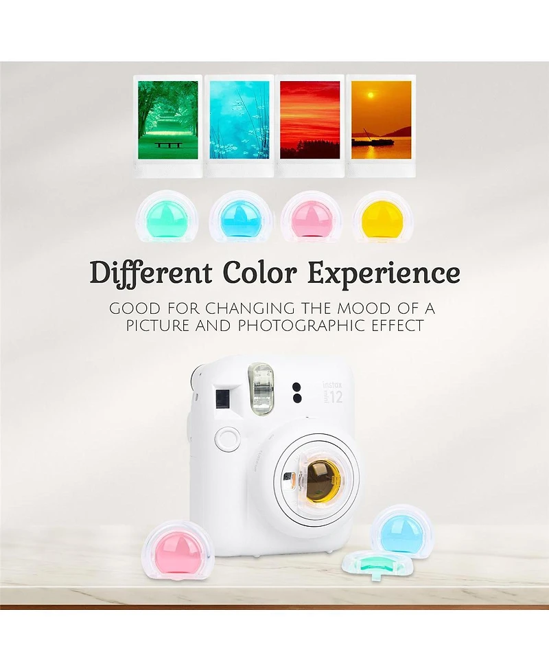 Fujifilm Fujifilm Instax Mini 12 Instant Film Camera, Clay White Bundle with Instax Mini Custom Case, Accessory Kit and Daylight Film, 2x Twin Pack