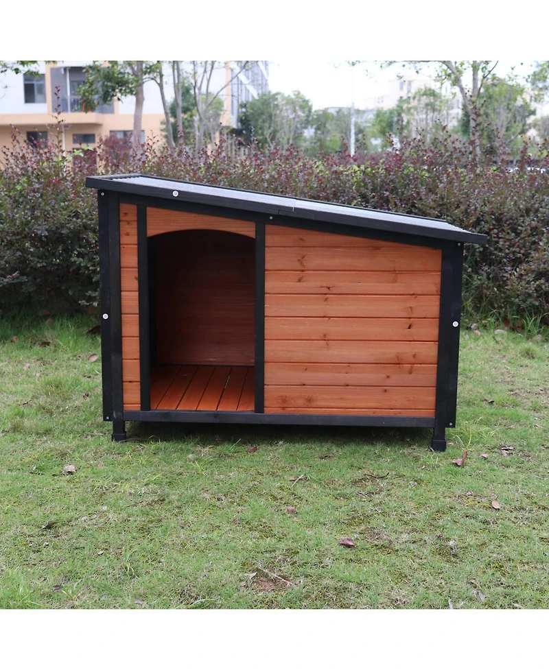 Wooden Dog Kennel for Winter with Raised Feet Weatherproof for Large Dogs