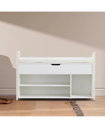 Streamdale 39" Shoe Bench with Lift Top Storage, 2-Tier Shoe Rack