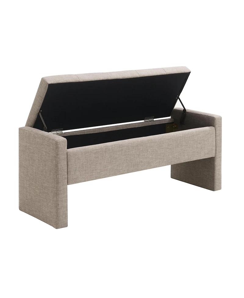 Streamdale Upholstered Bed End Bench with Storage, Linen Grey-Brown