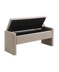 Streamdale Upholstered Bed End Bench with Storage, Linen Grey-Brown