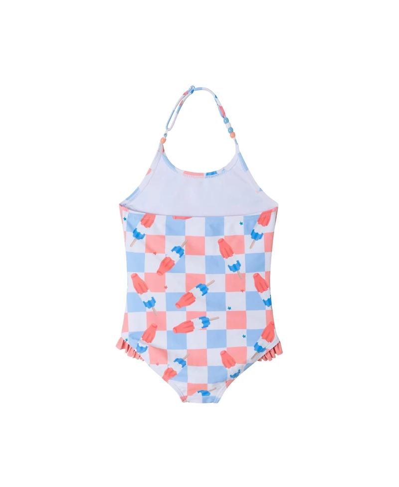 Toddler/Child Girls Bomb Pop/Checker Print Halter Swimsuit