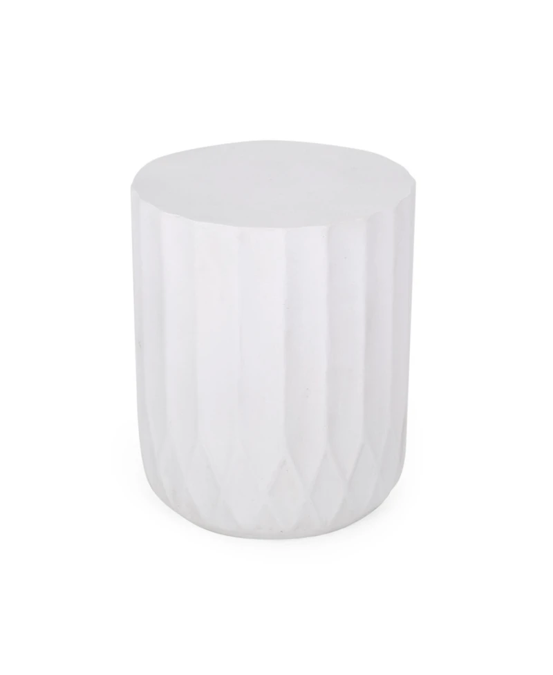 Streamdale Lightweight Concrete Modern End Table with Scalloped Edge for Outdoor and Indoor Decor
