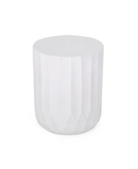 Streamdale Lightweight Concrete Modern End Table with Scalloped Edge for Outdoor and Indoor Decor